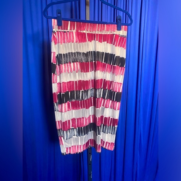 Printed Maxi Skirt w/Elastic Waistband Stretch Midi Knee Length Pencil Skirt,EUC - Picture 1 of 11